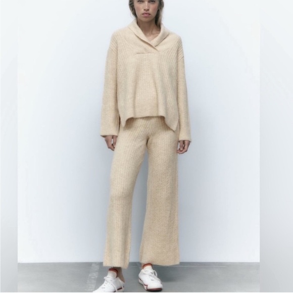 Zara Cream Knit Cardigan and pant set - Picture 1 of 4